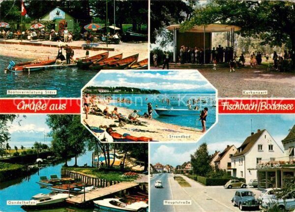 Fischbach Friedrichshafen Strand Bootsvermietung Kurkonzert Gonde