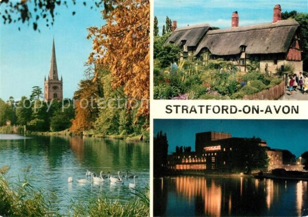 Stratford-on-Avon Uferpartie am Avon Schwäne Cottage Roya