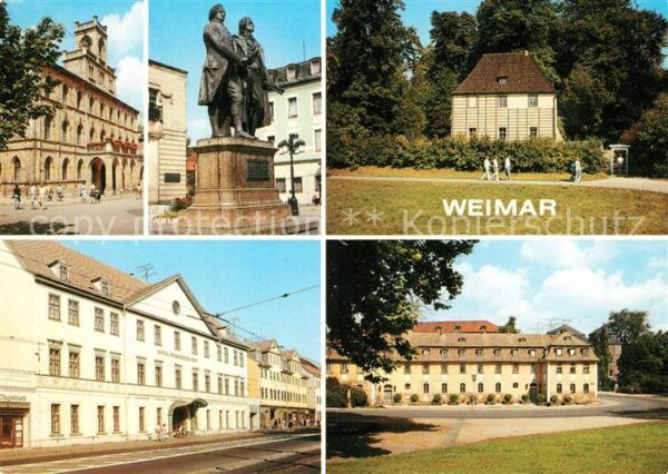 Weimar Thueringen Rathaus Goethe Schiller Denkmal Goethes