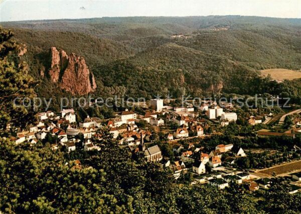 Bad Muenster Stein Ebernburg Panorama Blick vom Rotenfels zum Kurvie