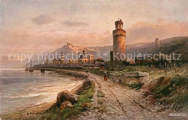Oberwesel Rhein Ruine Schönburg Strand