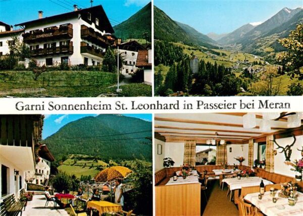 St Leonhard Passeier Garni Sonnenheim Terrasse Gaststube Pan