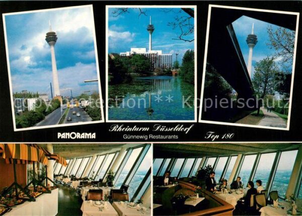 Duesseldorf Rheinturm mit Restaurant Panorama und A
