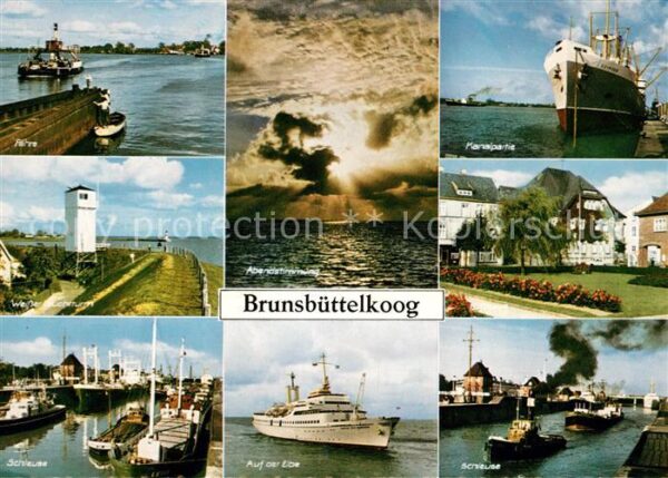 Brunsbuettelkoog Fähre Weisser Leuchtturm Schleuse Elbed