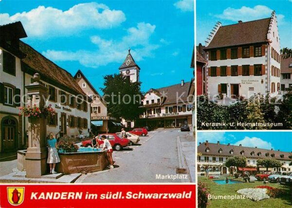 Kandern Marktplatz Brunnen Keramikmuseum Blumen