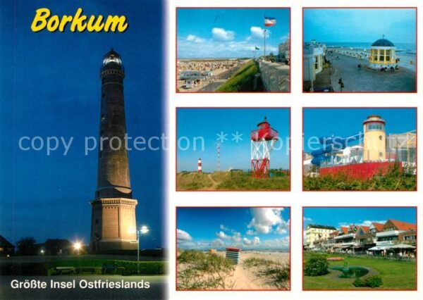 Borkum Leuchtturm bei Nacht Strand Promenade M