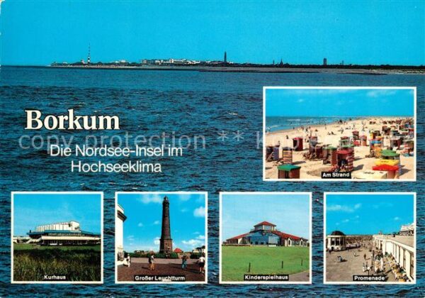 Borkum Ansicht vom Meer aus Strand Kurhaus Leu