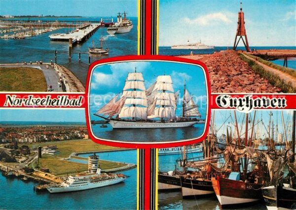 Cuxhaven Nordseebad Hafen Fähre Segelschiff Kugelbake Fisch