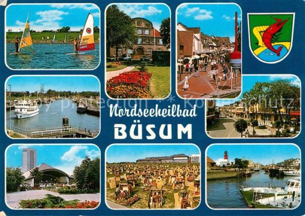 Buesum Nordseebad Windsurfen Hafen Konzertpavillon Strand