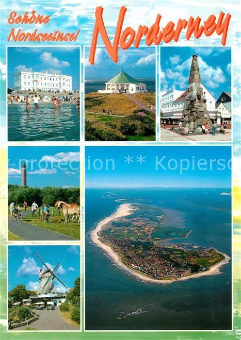 Norderney Nordseebad Teilansichten Strand Windmühle Pferde D