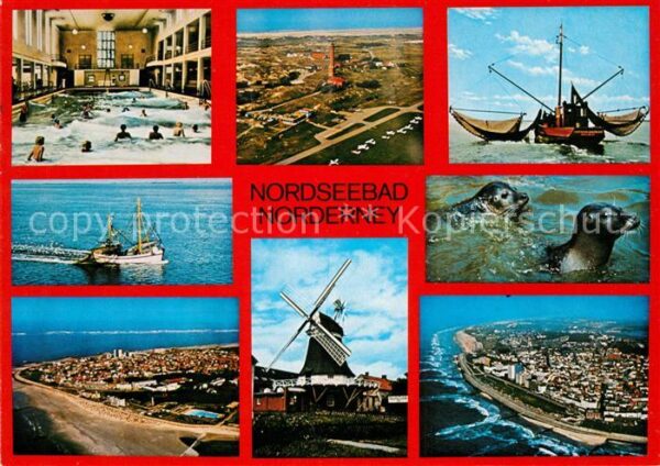 Norderney Nordseebad Wellenhallenbad Fischkutter Windmühle S