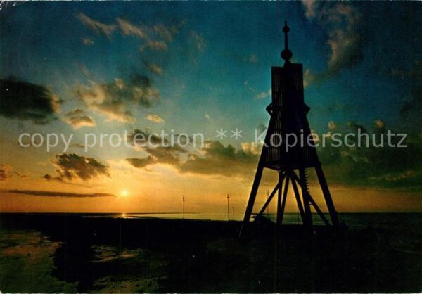 Cuxhaven Nordseebad Kugelbake bei Sonnenuntergang