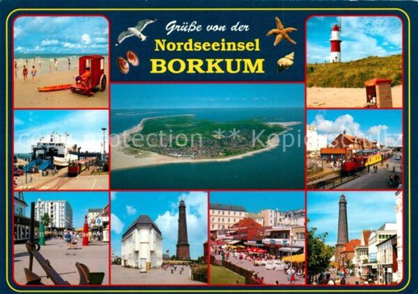Borkum Strand Leuchtturm Fährhafen Inselbahn L