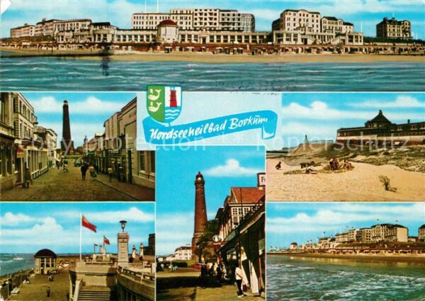 Borkum Ansicht vom Meer aus Leuchtturm Strand