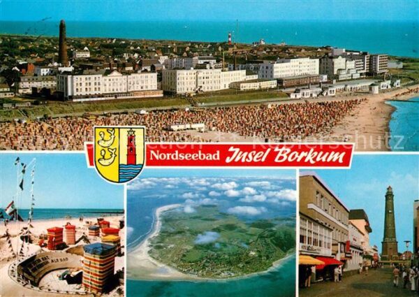 Borkum Strand Leuchtturm Wappen Fliegeraufnahm