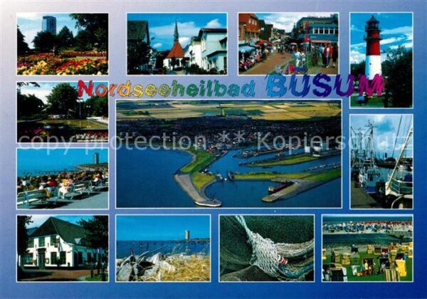 Buesum Nordseebad Teilansichten Hafen Fischkutter Leuchtt