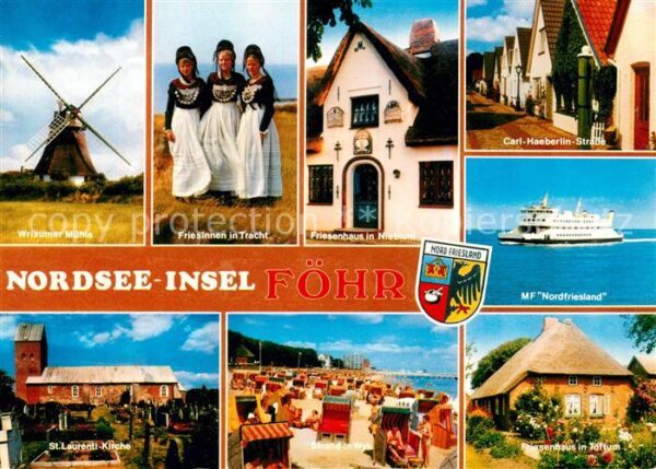 Insel Foehr Windmühle Friesinnen in Tracht Friesenh