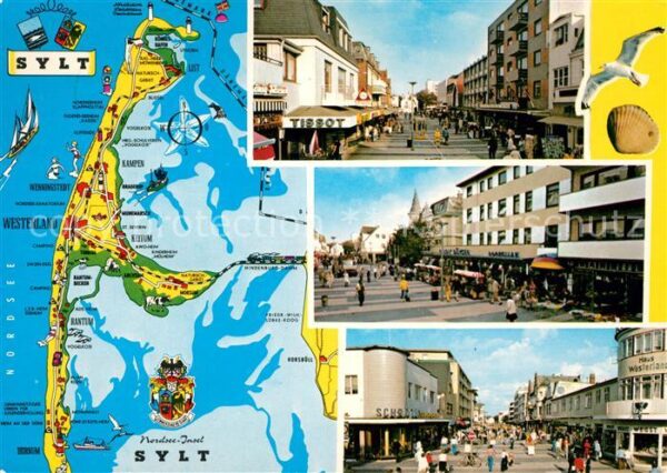 Westerland Sylt Strassenpartien Landkarte Wattenmeer Wa