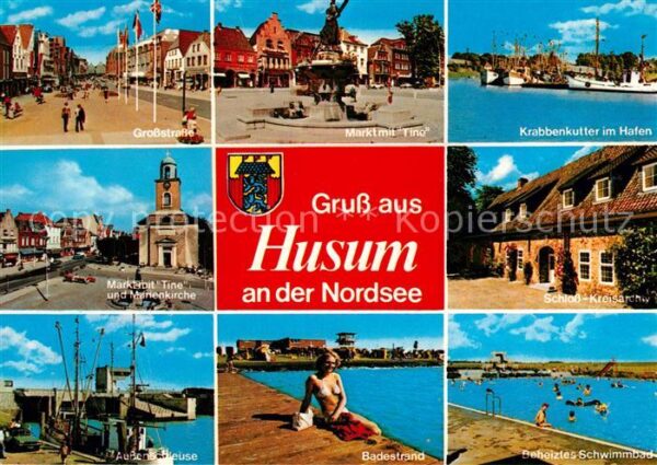 Husum Nordfriesland Großstraße Markt mit Tine Krabbenkutter