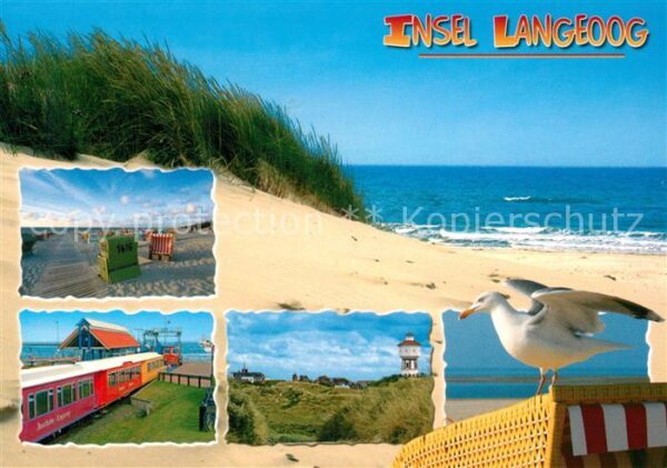 Langeoog Nordseebad Dünen Strand Möwe Leuchtturm Inselbahn