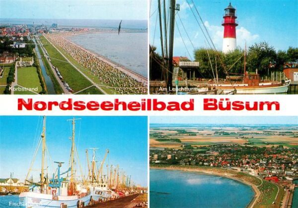 Buesum Nordseebad Fliegeraufnahme Fischerhafen Leuchtturm