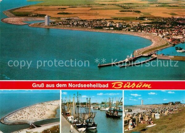 Buesum Nordseebad Fliegeraufnahme Hafen Strand Fischereih