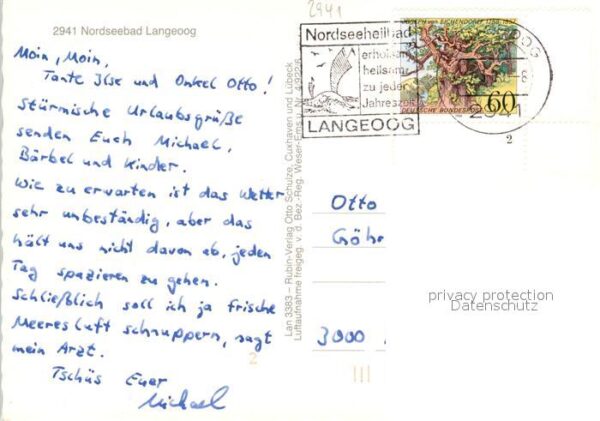 Langeoog Nordseebad Fliegeraufnahme Wasserturm Hafen – Bild 2
