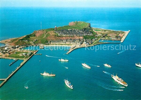 Helgoland Fliegeraufnahme Hafen Schiffe