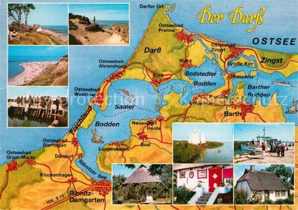 Darss Region Ostsee Panoramakarte Bodden Reethäuser