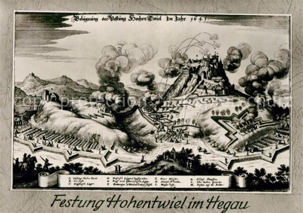 Hohentwiel Festungsbelagerung 1641 Zeichnung der S