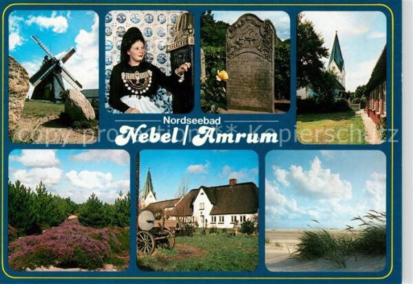 Nebel Amrum Trachten Windmühle Wattenmeer Kirche He