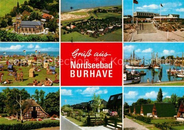 Burhave Kirche Strand Hafen Ferienheime