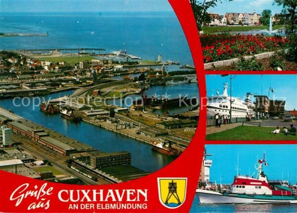 Cuxhaven Nordseebad Fliegeraufnahme Hafen Seenotkreuzer