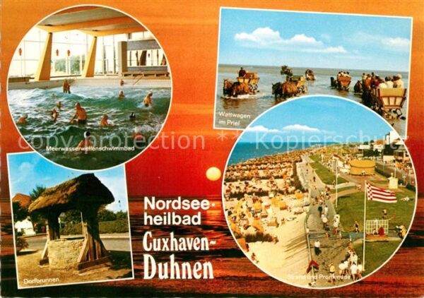 Duhnen Nordsee Strand Promenade Dorfbrunnen Wattwagen