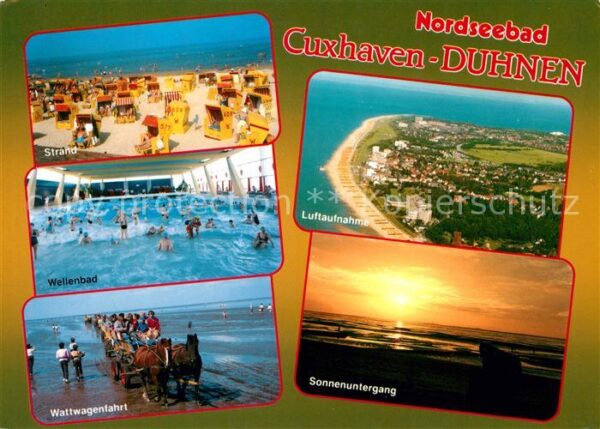 Cuxhaven Duhnen Nordseebad Strand Wattwagenfahrt Sonnenuntergang L
