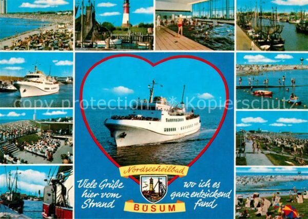 Buesum Nordseebad Leuchtturm Hafen Schwimmbad Fährschiff