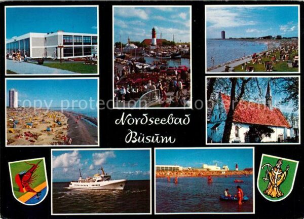Buesum Nordseebad Kirche Strand Fährschiff Leuchtturm Wap