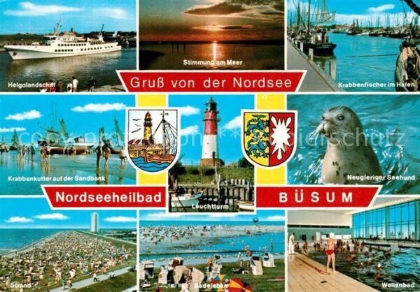 Buesum Nordseebad Helgolandschiff Krabbenfischer Hafen Ab