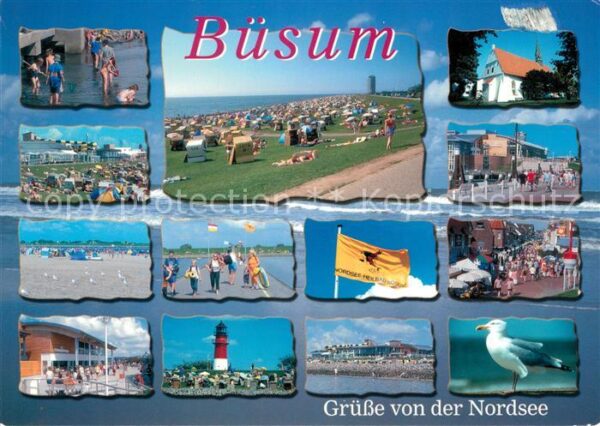 Buesum Nordseebad Strand Leuchtturm Möwe