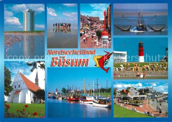 Buesum Nordseebad Leuchtturm Strand Hafen Kirche Promenad