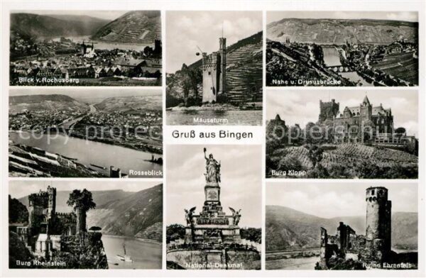 Bingen Rhein Fliegeraufnahmen  Drususbrücke Burg-Klo