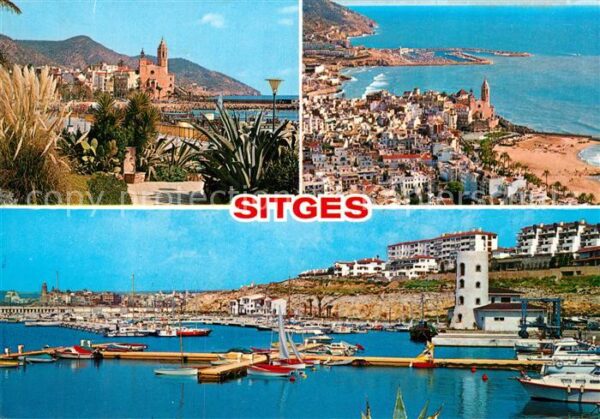 Sitges Fliegeraufnahme mit Strand Hafen