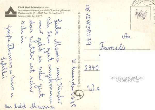 Bad Schwalbach Klinik der LVA Oldenburg Bremen Flieger – Bild 2