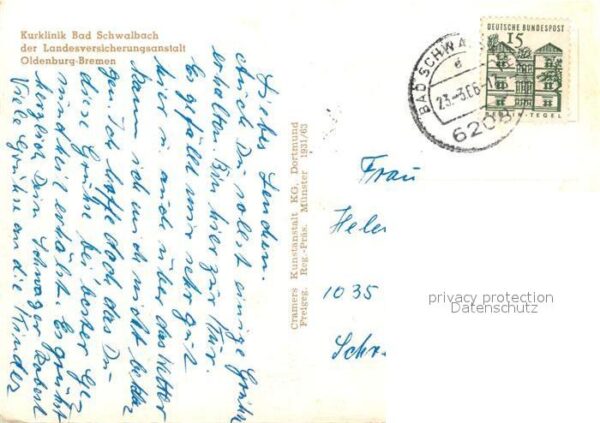 Bad Schwalbach Kurklinik der LVA Oldenburg Bremen Flie – Bild 2