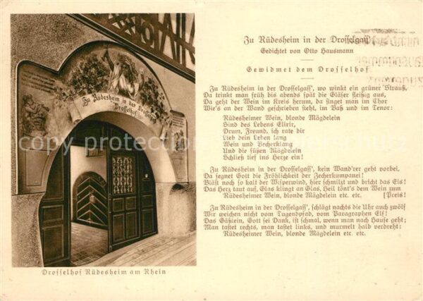 Ruedesheim Rhein Drosselgasse Gedicht von Otto von Hausm