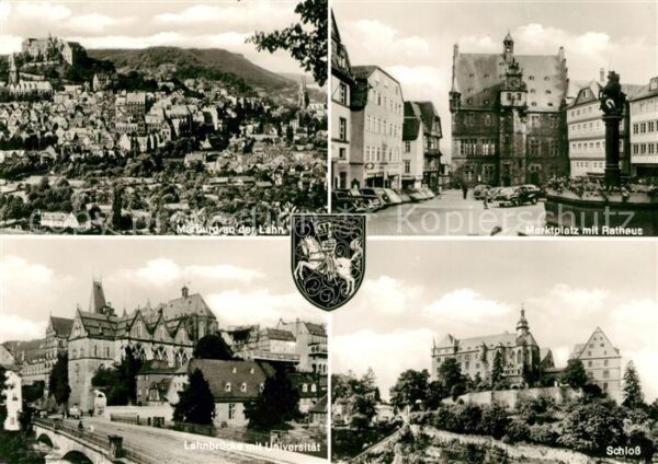 Marburg Lahn Stadtpanorama mit Schloss Marktplatz Br