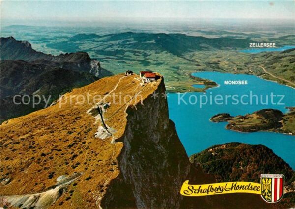 Mondsee Salzkammergut Luftbildpanorama vom Schafberggipfel Be