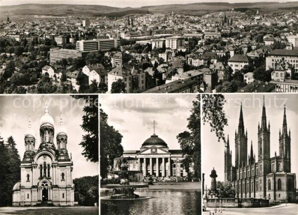 Wiesbaden Stadtblick Griech Kapelle Kurhaus Markt