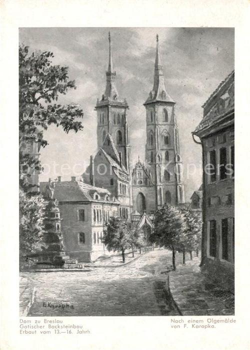 Breslau Niederschlesien Dom Gotischer Backsteinbau Künstlerkart
