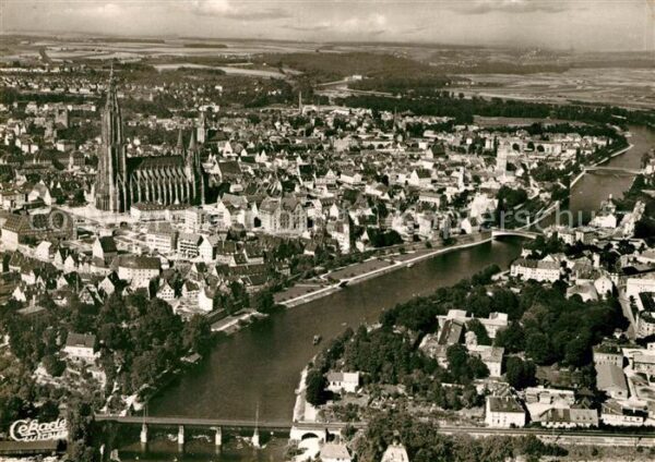 Ulm Donau Fliegeraufnahme mit Ulmer Münster